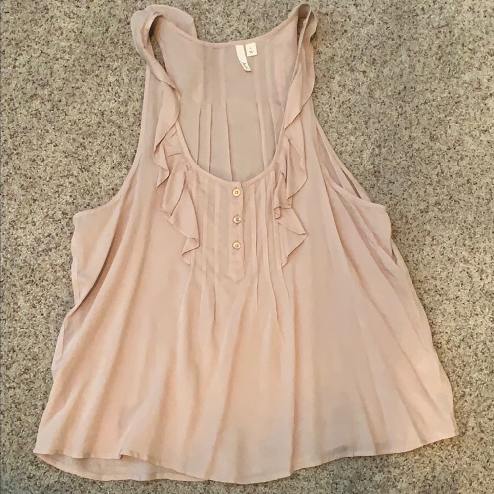 Frenchi Taupe Ruffled Tank Size Large